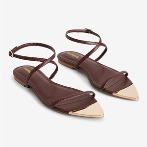 Express Women's Metallic Pointed Toe Strappy Flat Sandals